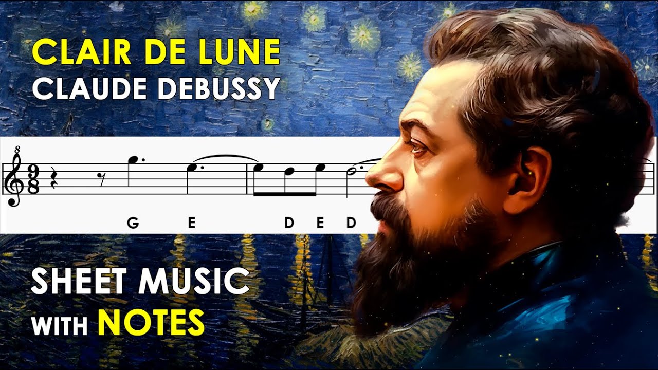 Clair de Lune - Claude Debussy | Sheet Music with Easy Notes for Recorder, Flute, Violin Beginners