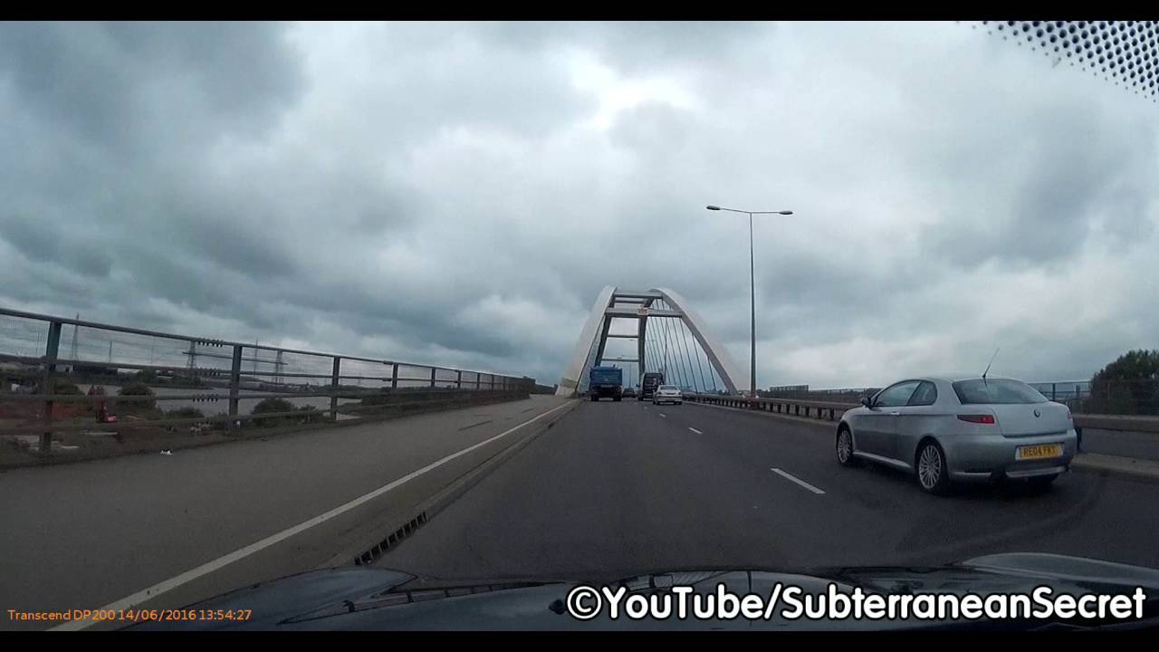 Dash Cam Footage of City Bridge Across the River Usk, Newport