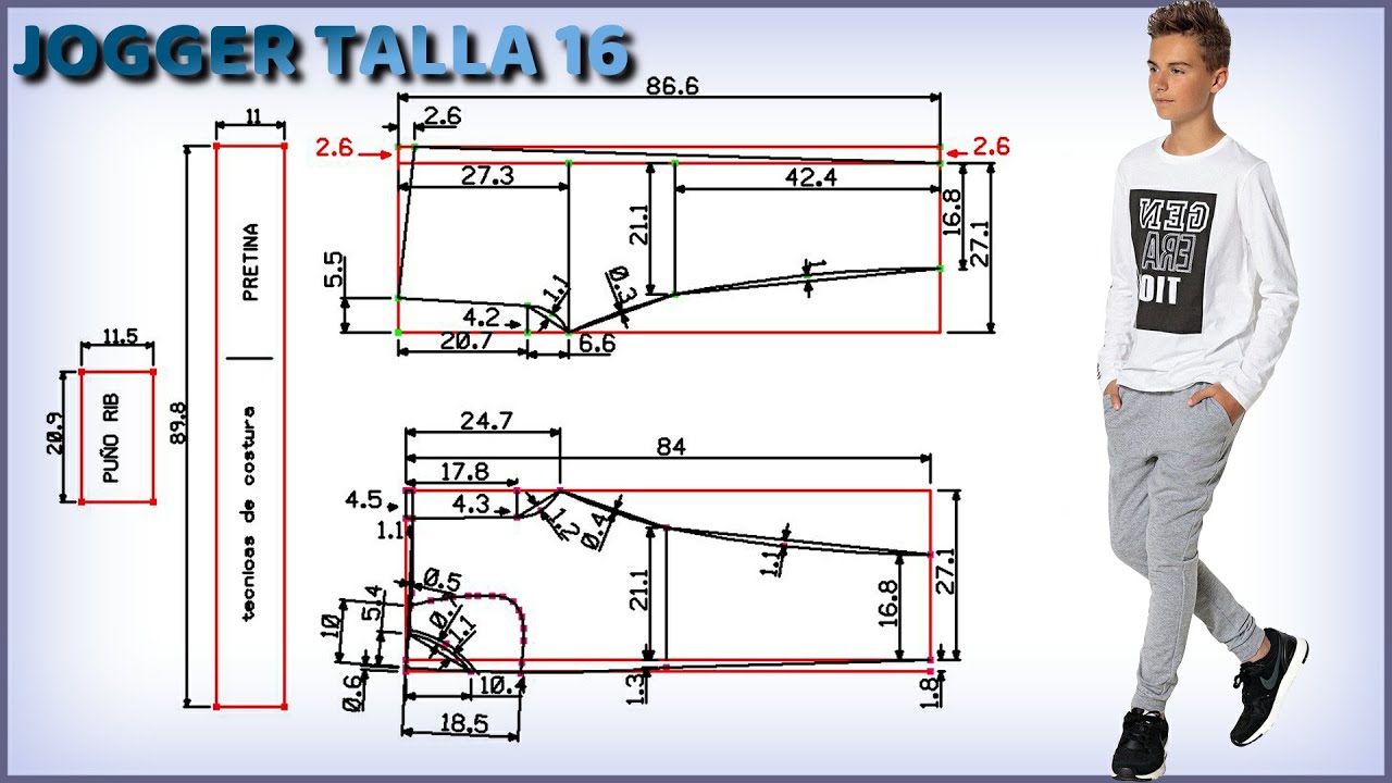 PANTALON JOGGER PARA NIÑO TALLA ( 16 ) | técnicas de costura