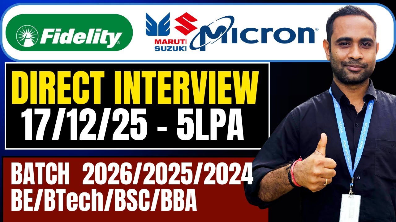 Fidelity, Cyntexa, Micron & Maruti Suzuki Hiring | Direct Interview | 5 LPA | Batch 2026/2025/2024