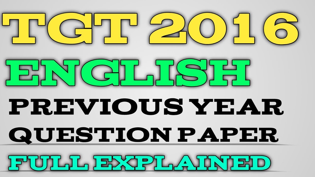 UP TGT English Previous Year 2016 | 2016 Questions Paper of Up Tgt English by Hina English Classes