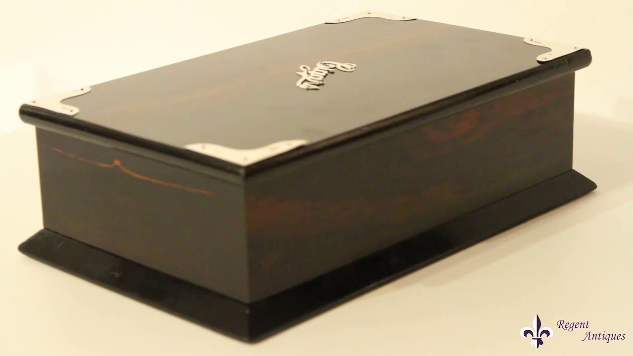 Antique Edwardian Coromandel Silver Mounted Cigar Humidor