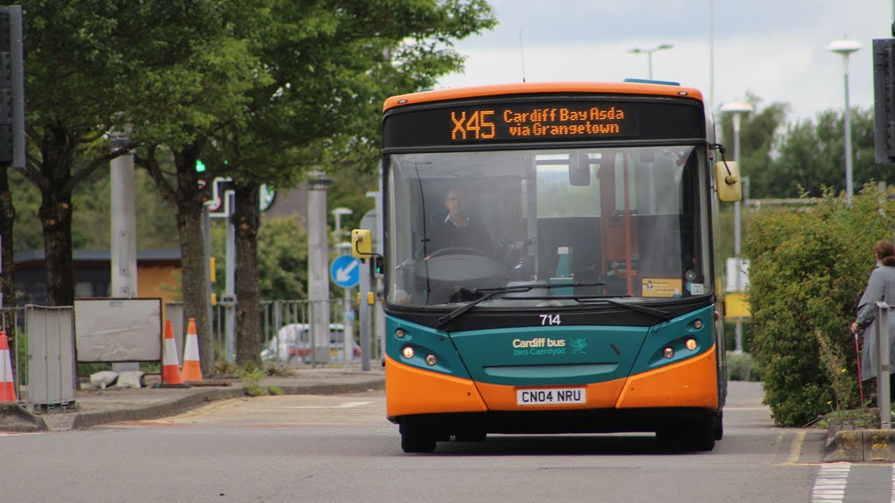 *Kickdowns* Transbus Enviro 300 (X45 to Cardiff CC) CN04 NRU/714//Cardiff Bus