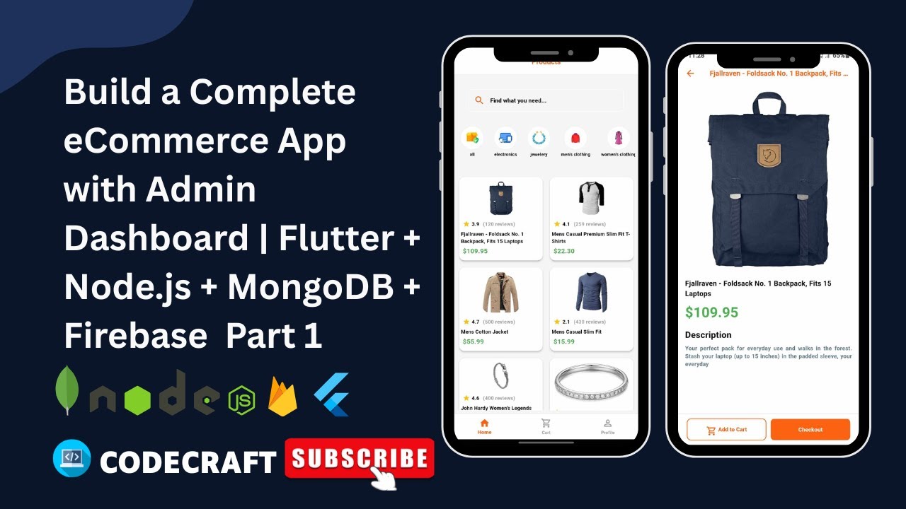 Complete eCommerce App with Admin Dashboard | Flutter + Node.js + MongoDB + Firebase  | Part 1