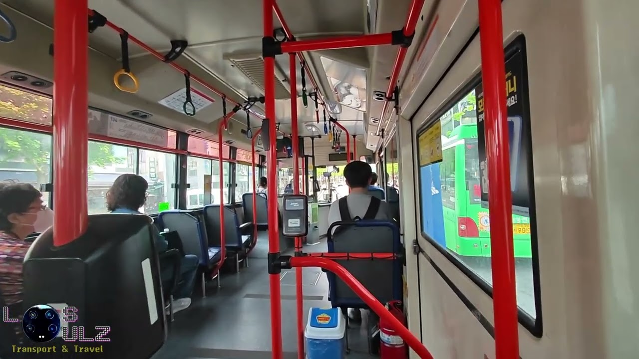 Public Bus Joyride in Seoul 24' - Green village minibus 종로(Jongno)02 , Blue Trunk 12m route 104