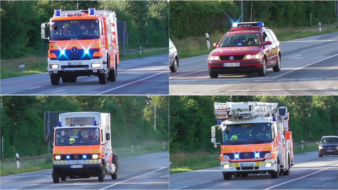 [Fassadenbrand] Einsatzfahrten Feuerwehr Kaltenkirchen zum FeuGr (Seltene Fahrzeuge)