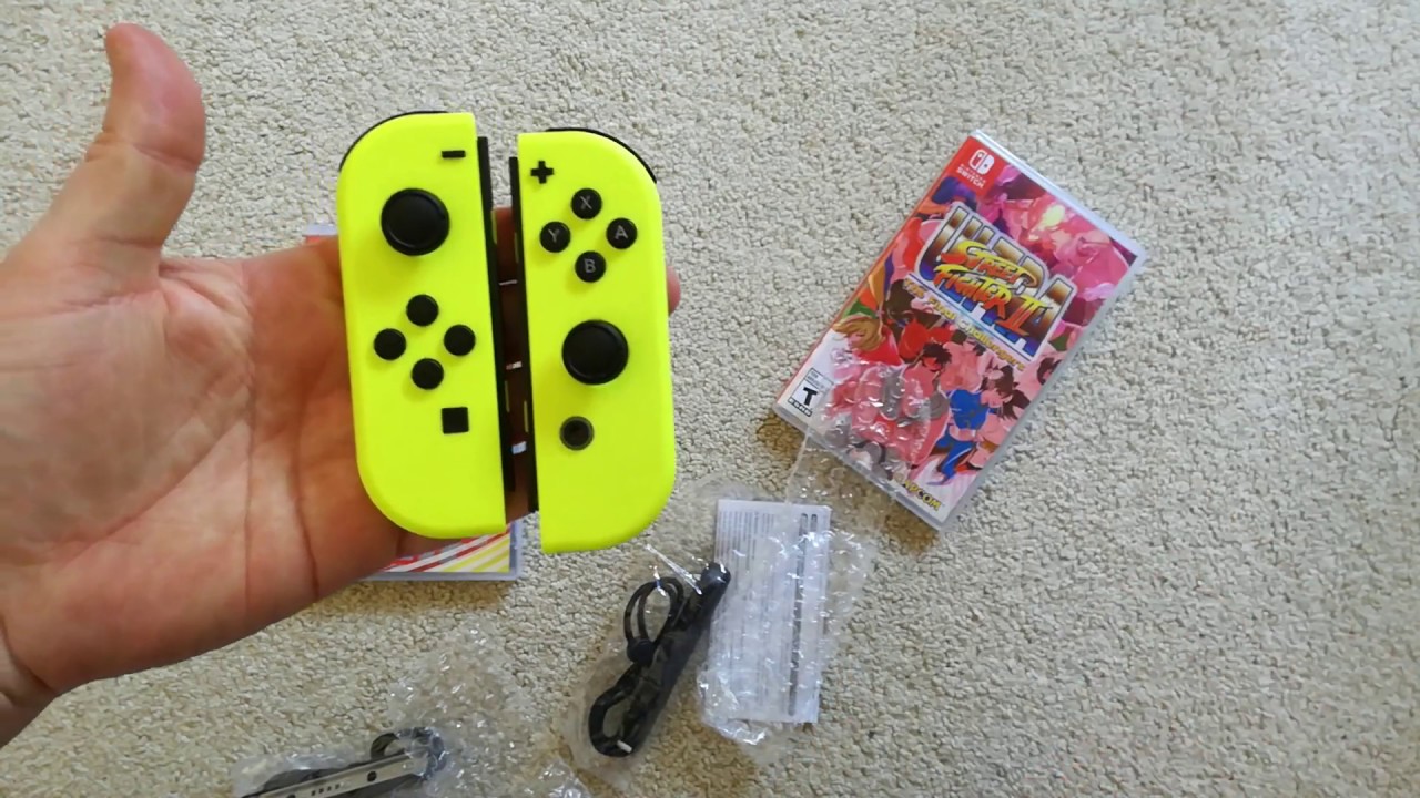 Neon Yellow Joy Con Nintendo Switch Unboxing + Arms & Streetfighter Ultra Nintendo Switch Unboxing