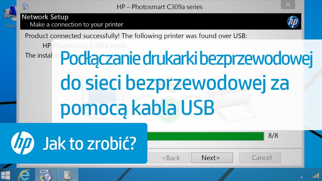 Podłączanie drukarki bezprzewodowej do sieci bezprzewodowej za pomocą kabla USB