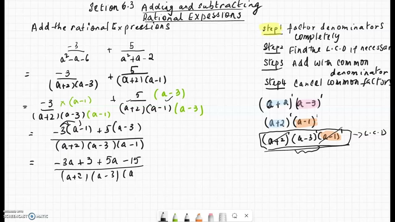 MTH100 Add&Subtract Rational Expressions Part4