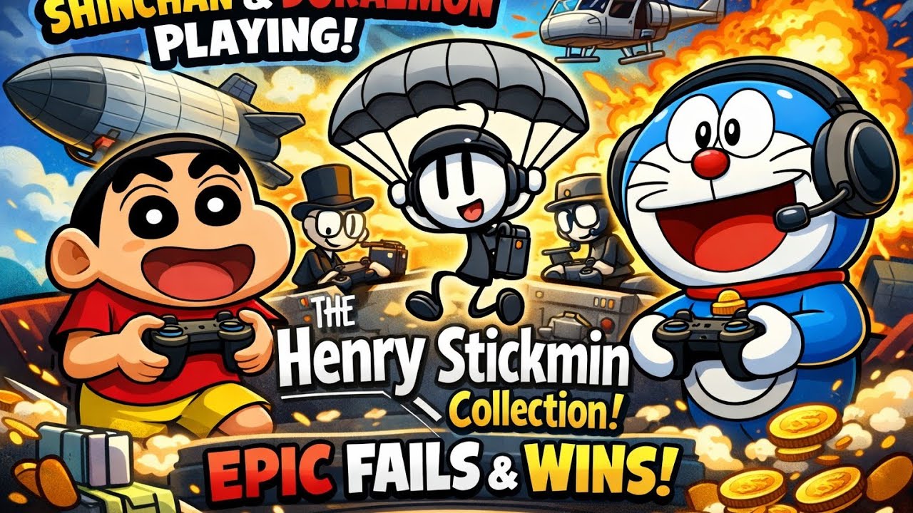Shinchan playing new game 🎮 😁 || the Henry stickman collection 😃 || funny game 😂😂 || 