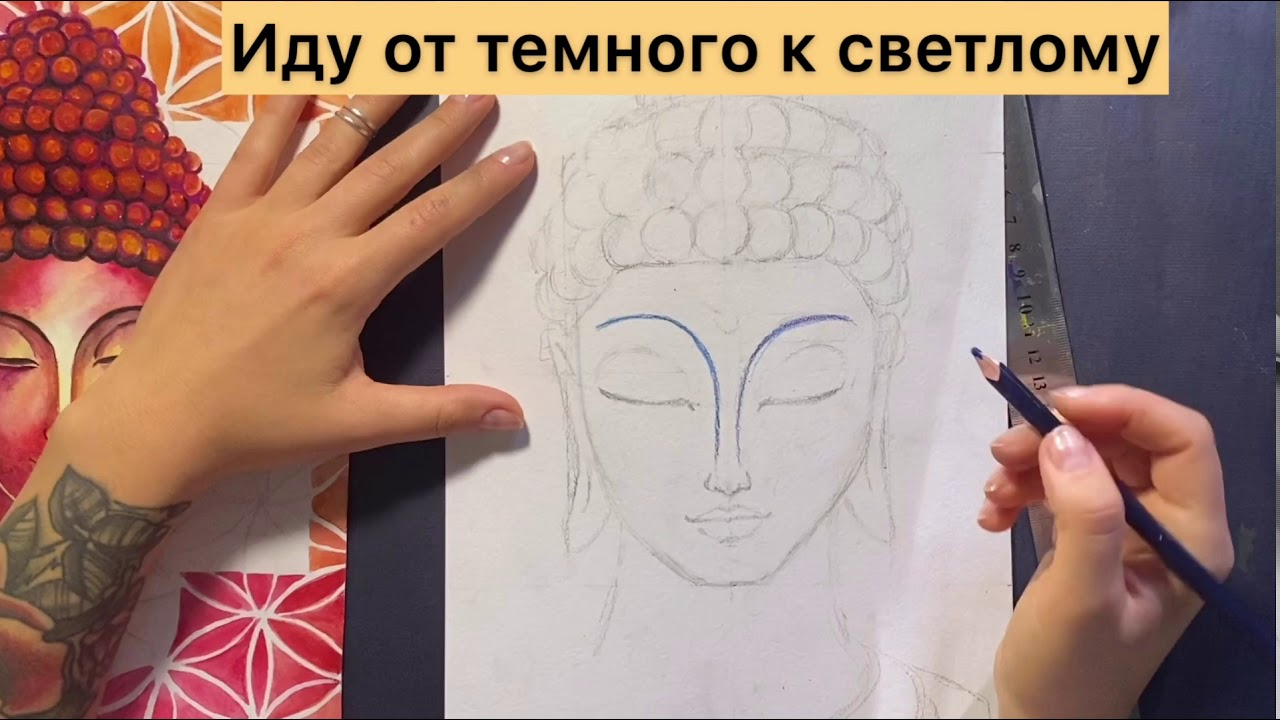 Как нарисовать Будду акварелью