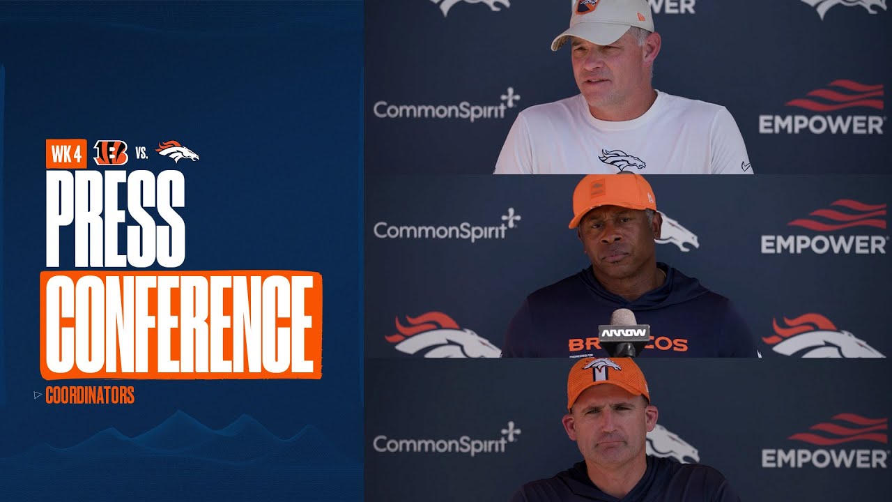 OC Joe Lombardi, DC Vance Joseph & STC/Asst. HC Darren Rizzi meet the media ahead of Week 4