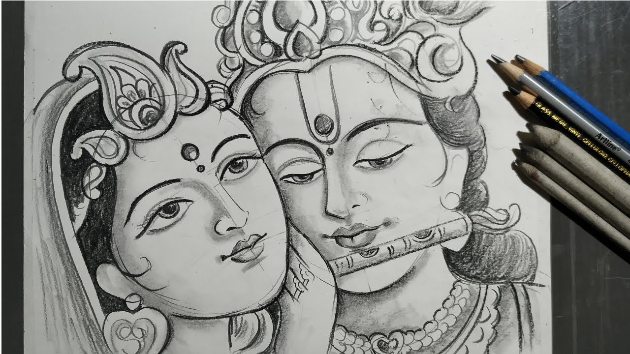 rashyatra special radha krishna drawing,how to draw lord radha & krishna,how to draw face ,