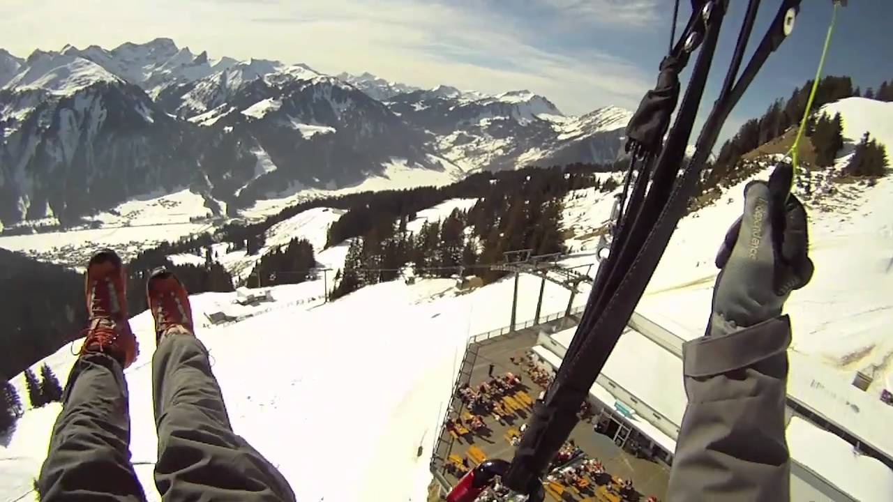 Fliegen am Diedamskopf. Leichte März-Thermik und Wingovers üben mit dem Tequila 2