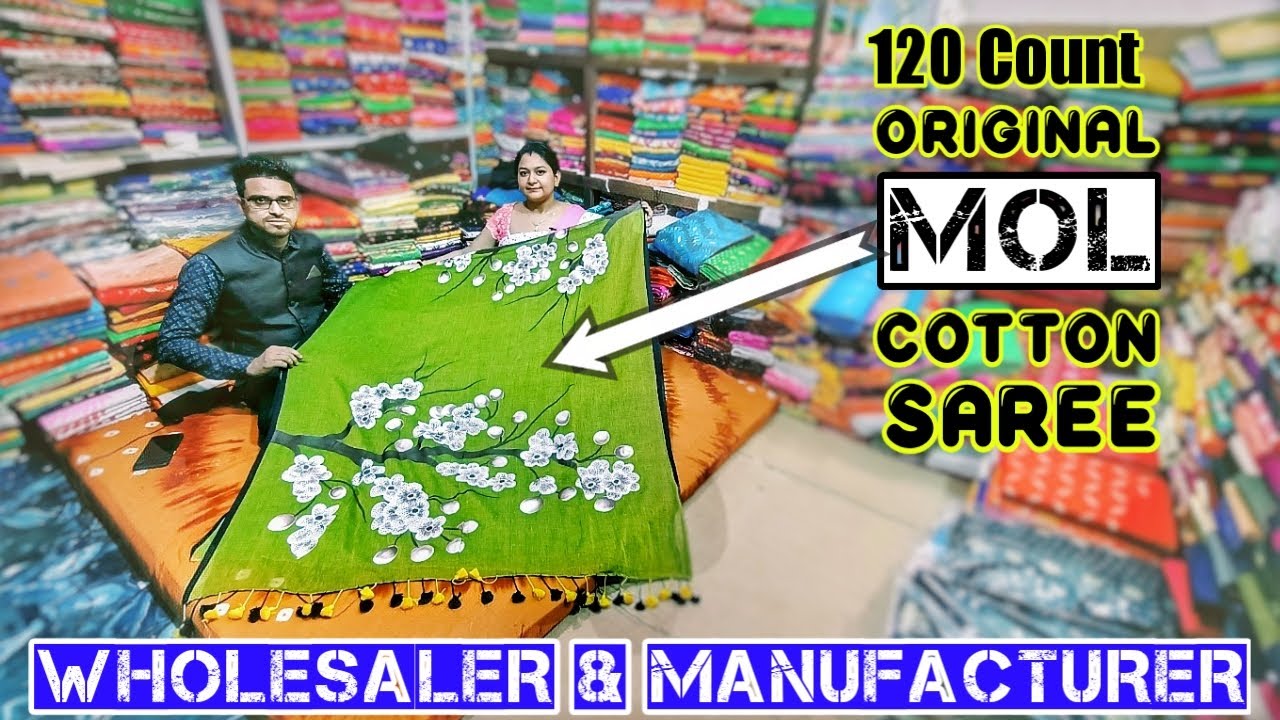 120 Count Original Mol Cotton/Mulmul Cotton Saree Wholesaler & Manufacturer | Handloom House(Phulia)