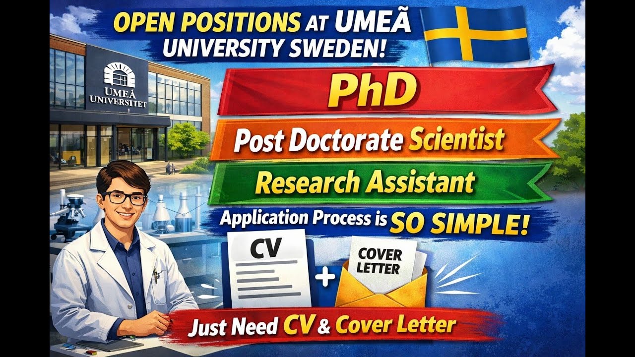Umeå University Sweden Open Positions 2026 | PhD, Post Doctorate & Research Assistant