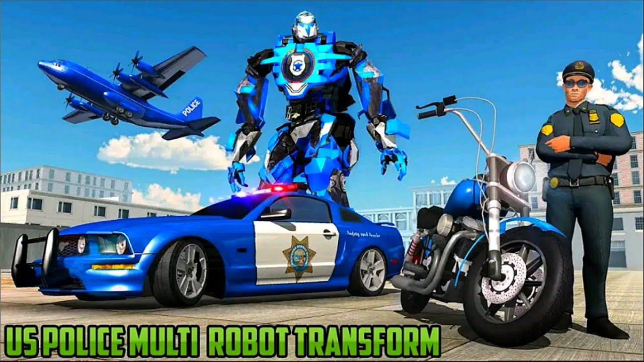 US Police Robot Car Transporter Police Truck Plane Game - Android Gameplay