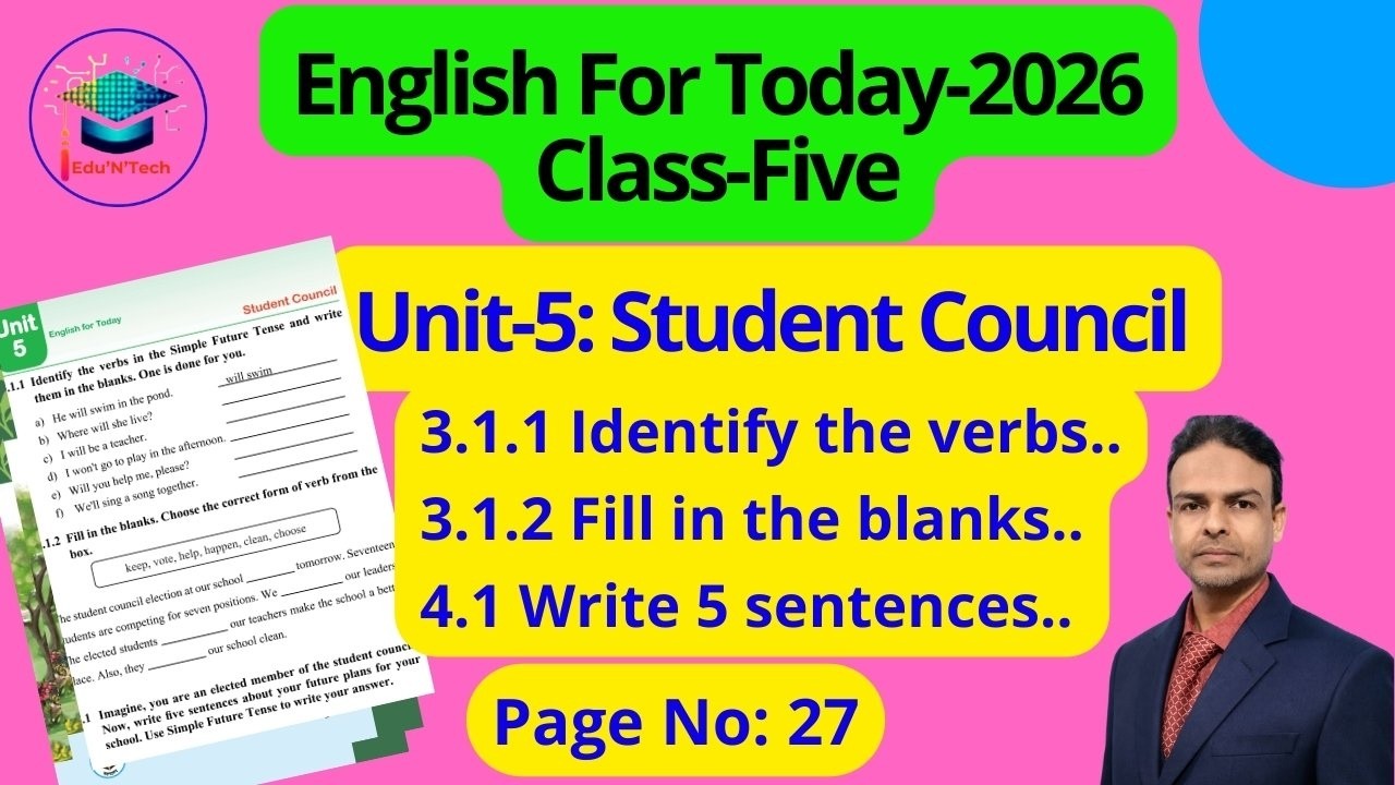 Student Council, Page 27 | Unit 5 | Class 5 English | ৫ম শ্রেণি ইংরেজি | স্টুডেন্ট কাউন্সিল পৃঃ ২৭