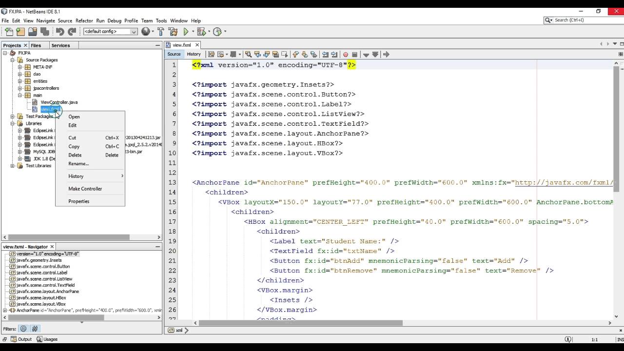 JavaFX+Mysql+JPA in Netbeans