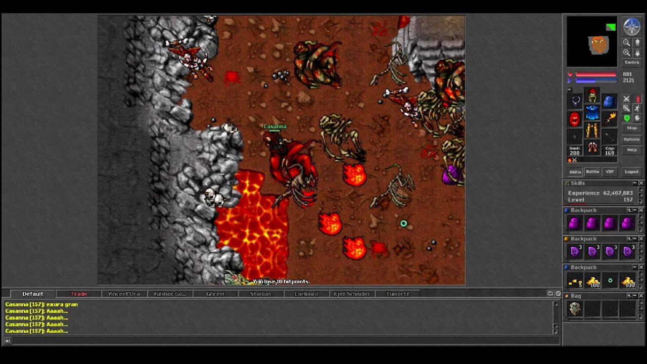 Old Tibia - Casanna MS 157 hunting Demons in Goroma (Inferna 2006 7.81)