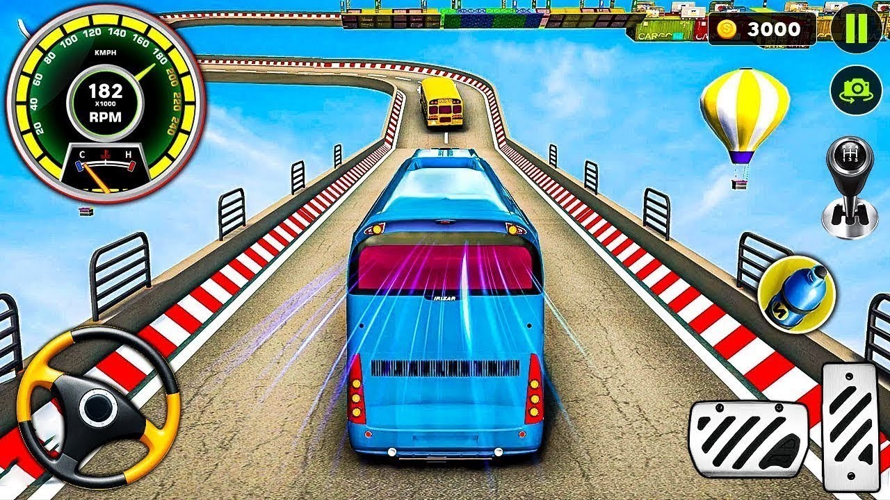 Crazy Bus Mega Ramp Impossible Racing Bus - Stunts Impossible Tracks
