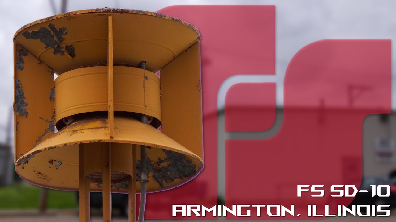 FS SD-10 Tornado Siren Test - Alert X2, Attack, & Fast Wail - Armington, IL