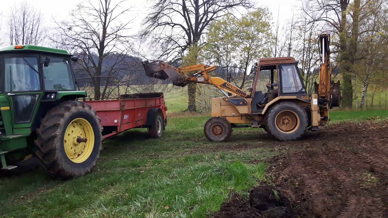 Manure spreading,Hnojení,Case 580G,John Deere 4440,RUR-5,Skotský náhorní skot