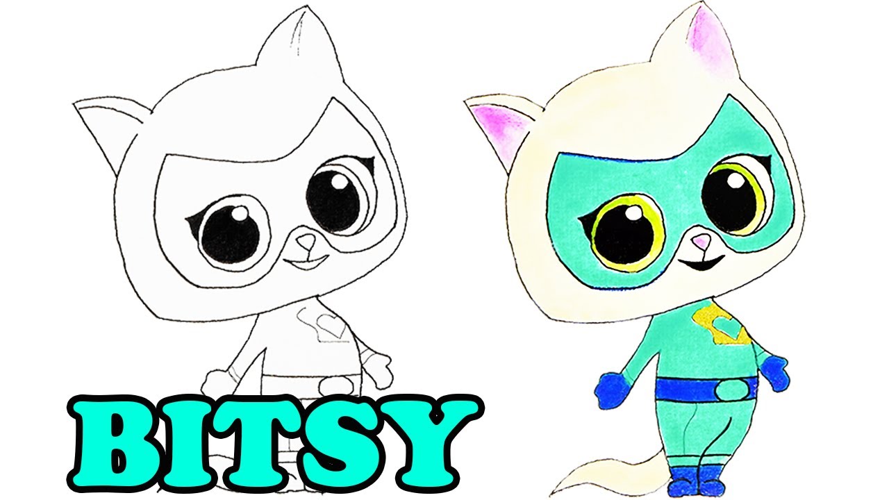 How to draw BITSY🐾  from Disney's #Superkitties 🐾 Easy to follow Tutorial