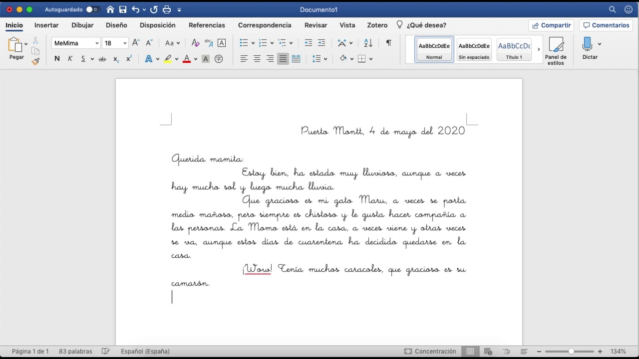 ESCRITURA DE CARTA