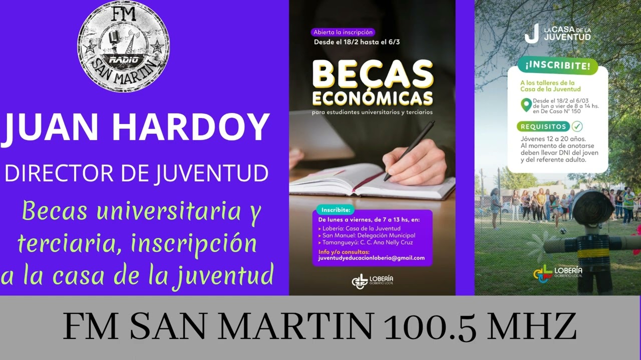 JUAN HARDOY DIRECTOR CULTURA BECAS UNIVERSITARIA Y TERCIARIA, INSCRIPCIÓN CASA DE LA JUVENTUD 