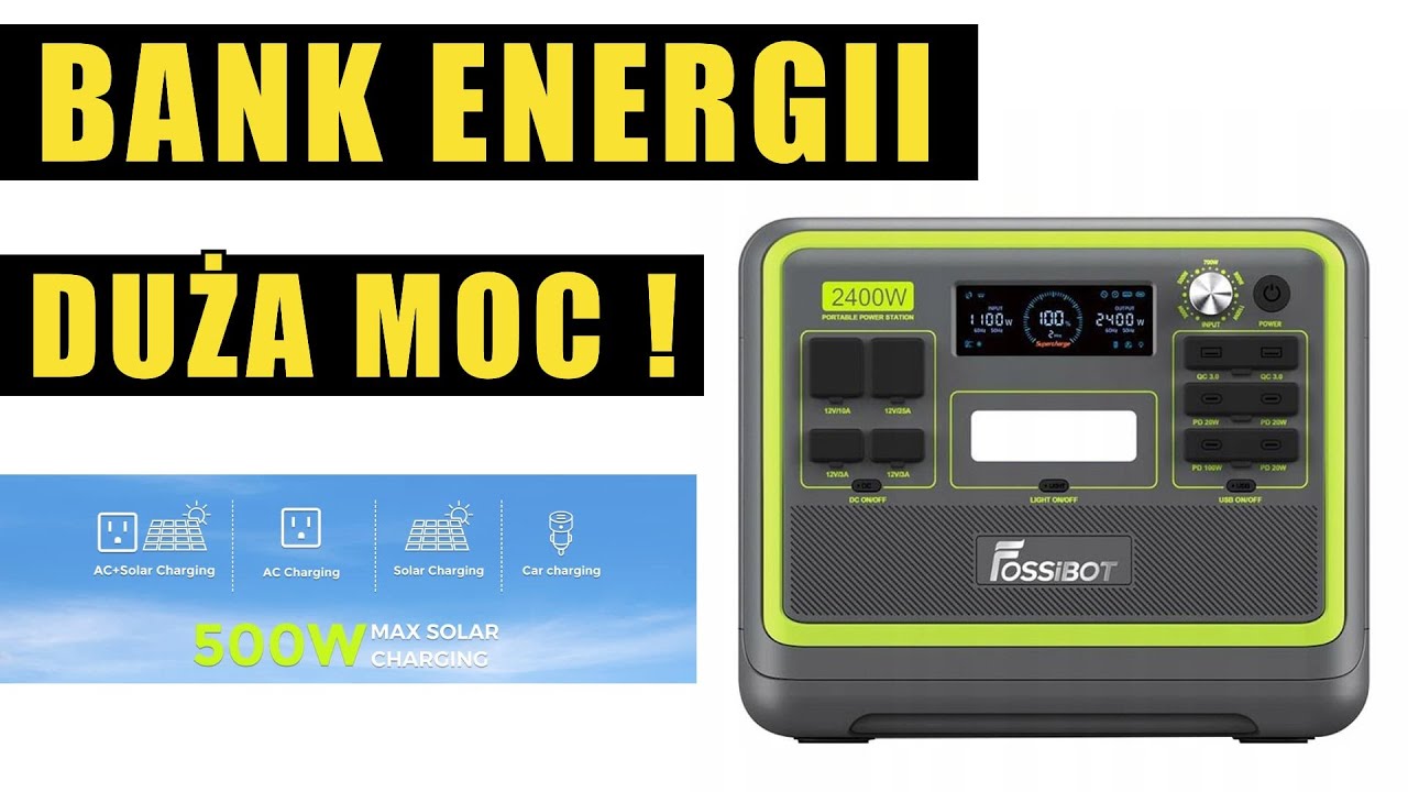 TANIO ! Fossibot F2400 bank energii 2kWh 2400W 230V MPPT Solarna stacja zasilania, magazyn energii