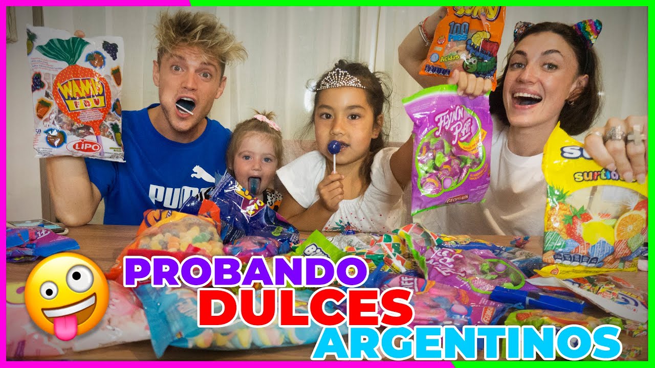 PROBANDO GOLOSINAS ARGENTINAS CON MI HIJA ROMA Y SU PRIMA