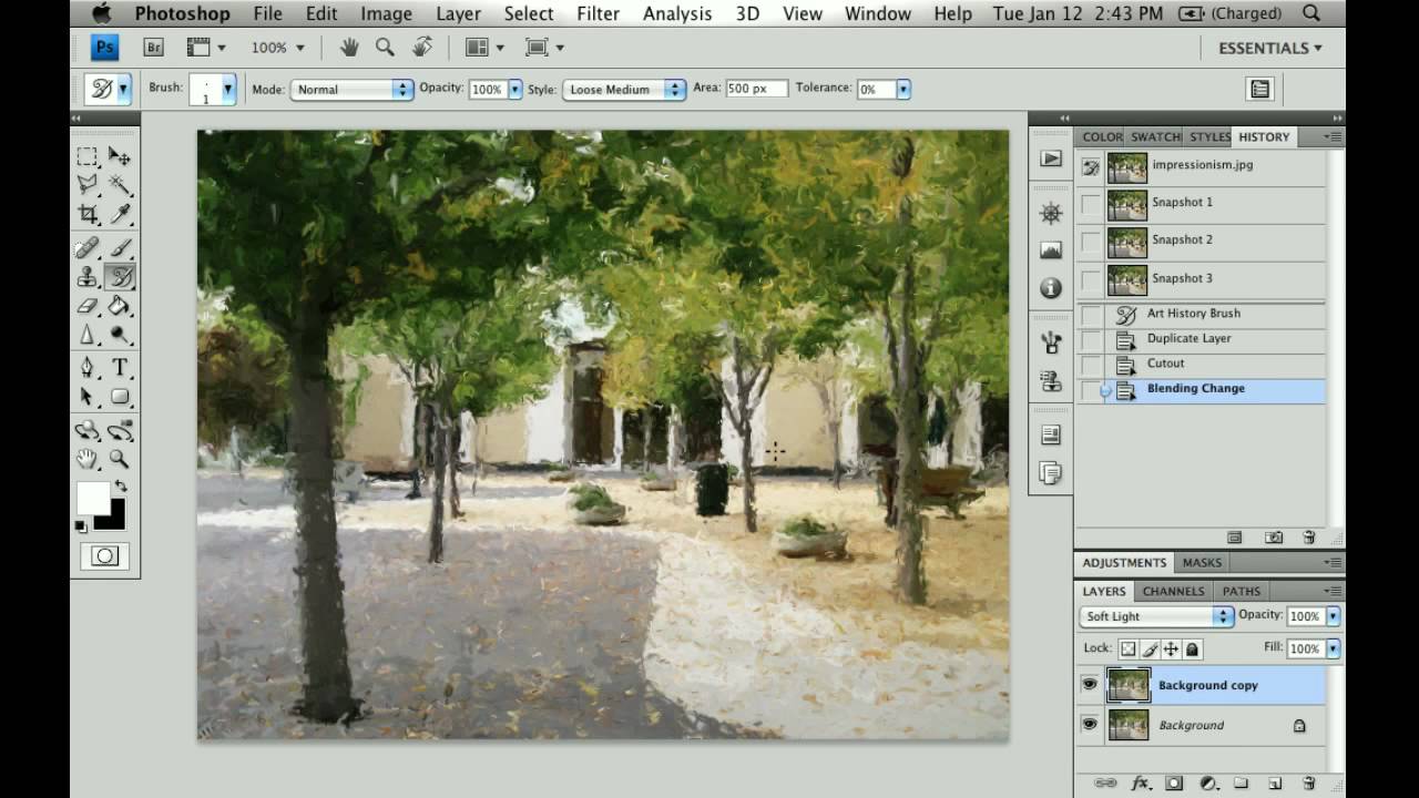Photoshop Tutorial - Art History Brush Tool and Impressionism