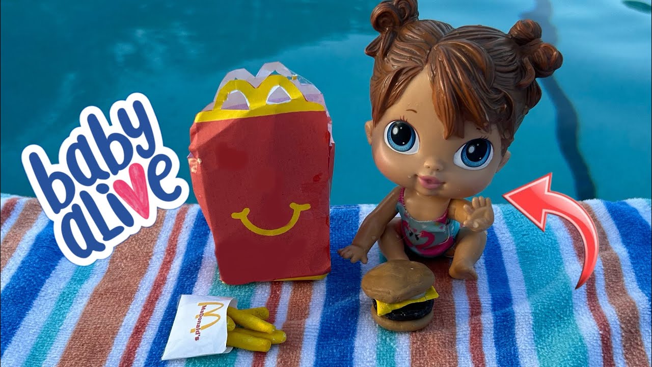NEW Baby alive crib life doll Afternoon routine ☀️ swimming in the pool and McDonald&rsquo;s