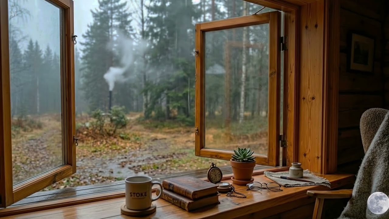 Rain on Open Cabin Window Deep Sleep Rain Sounds (4 Hours)