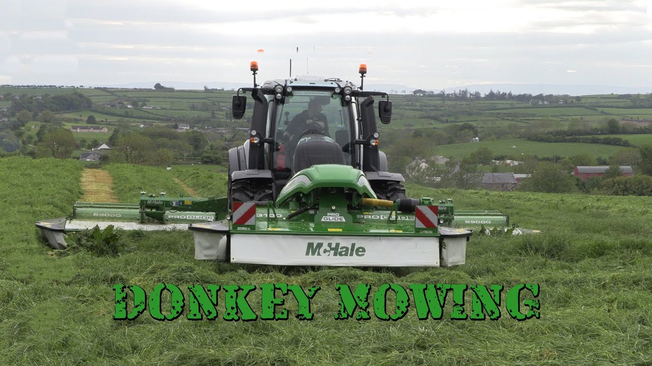 Donkey Mowing in the Valtra T234 with McHale Pro Glide Butterfly Mowers!