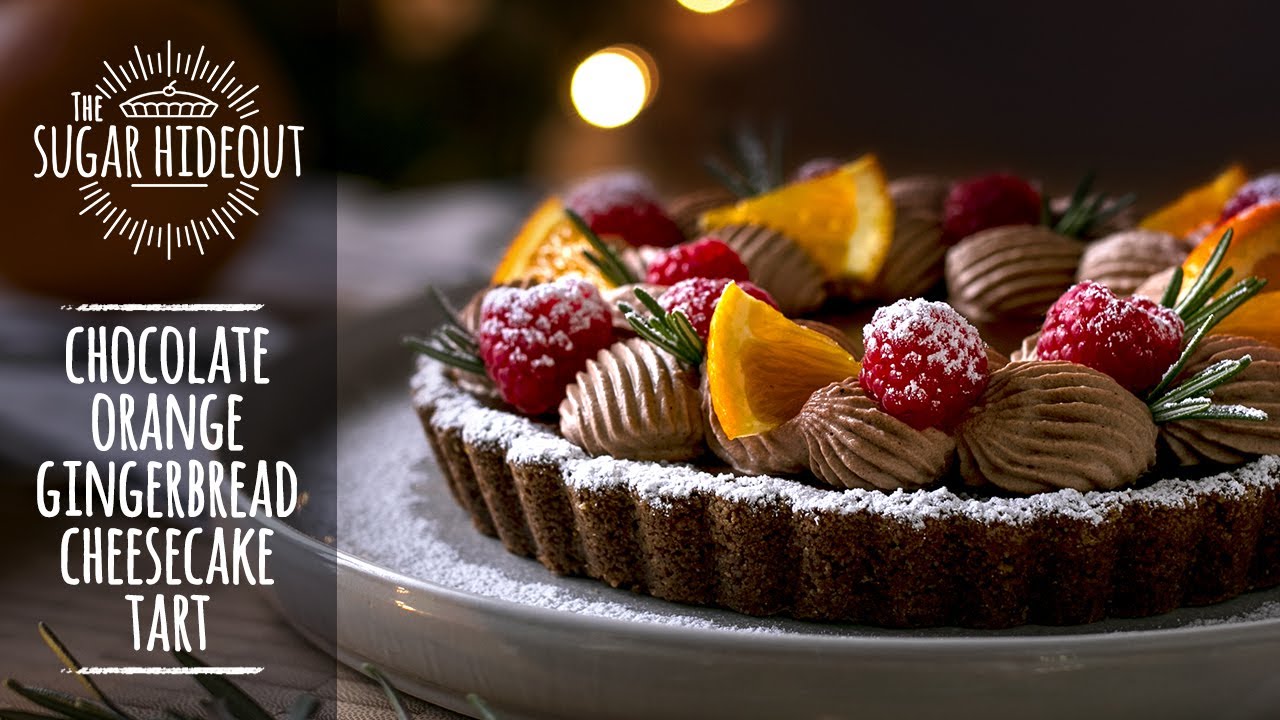 Chocolate Orange Gingerbread Cheesecake Tart | No Gelatin | Christmas Dessert | Holiday Baking