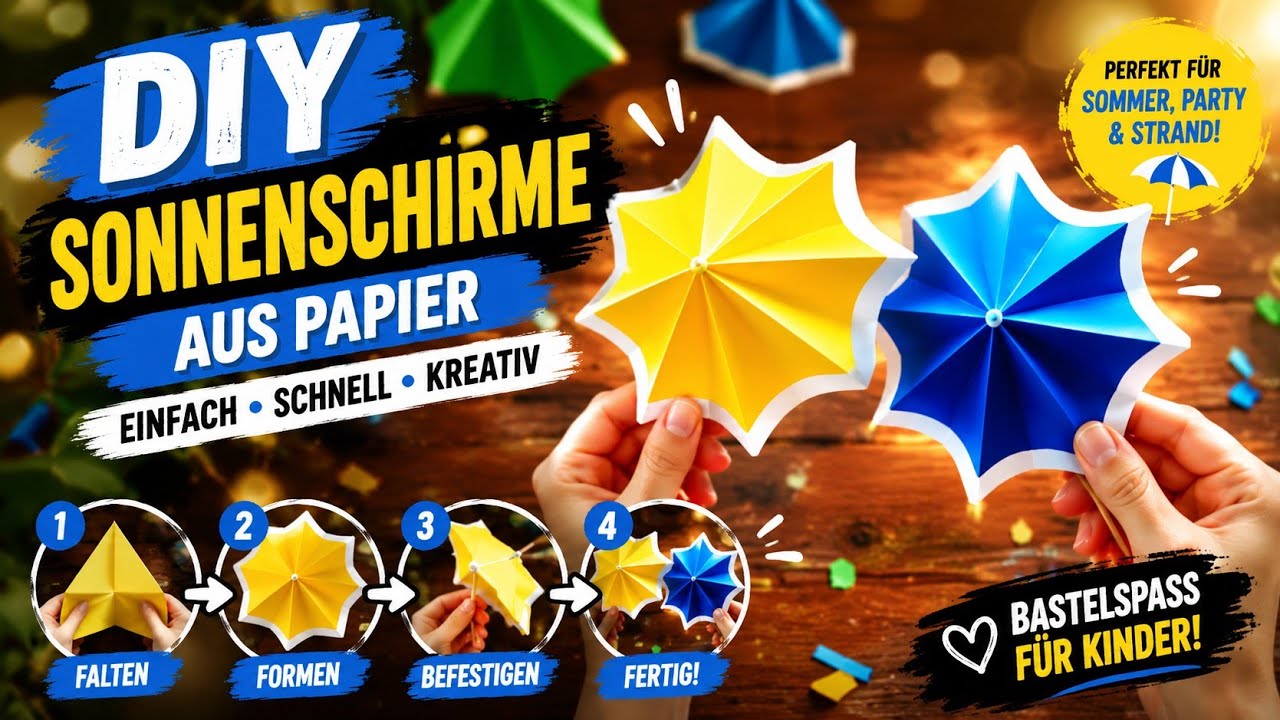 DIY ✂️ Sonnenschirme aus Papier ⛱️ Origami 📃 falten/basteln 😃 Geschenkidee 🎭 basteln mit Kindern 👪​​