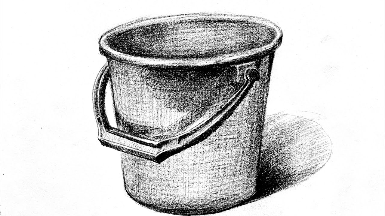How to draw a plastic bucket step by step