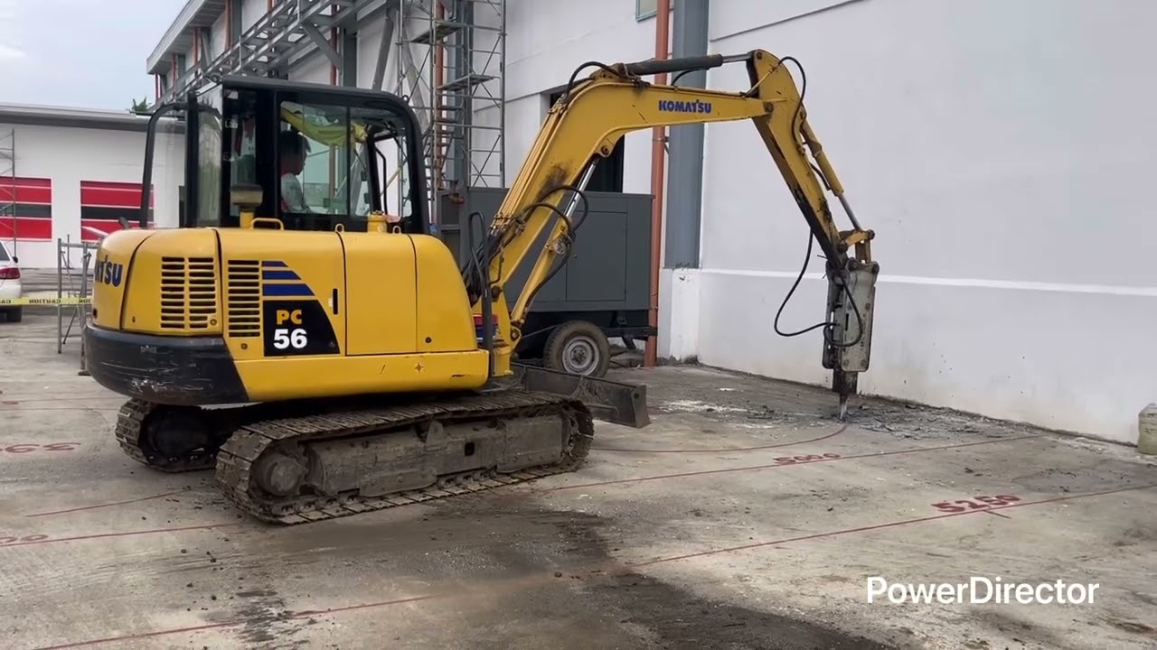 Komatsu PC56 - Breaking concrete floor (7/2025)