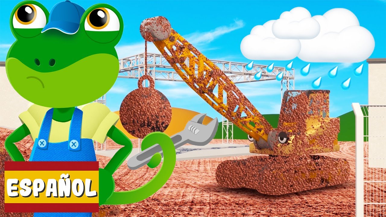 Camiones de construcci&oacute;n embarrados | Garaje de Gecko | Vehiculos para ni&ntilde;os | V&iacute;deos educativos