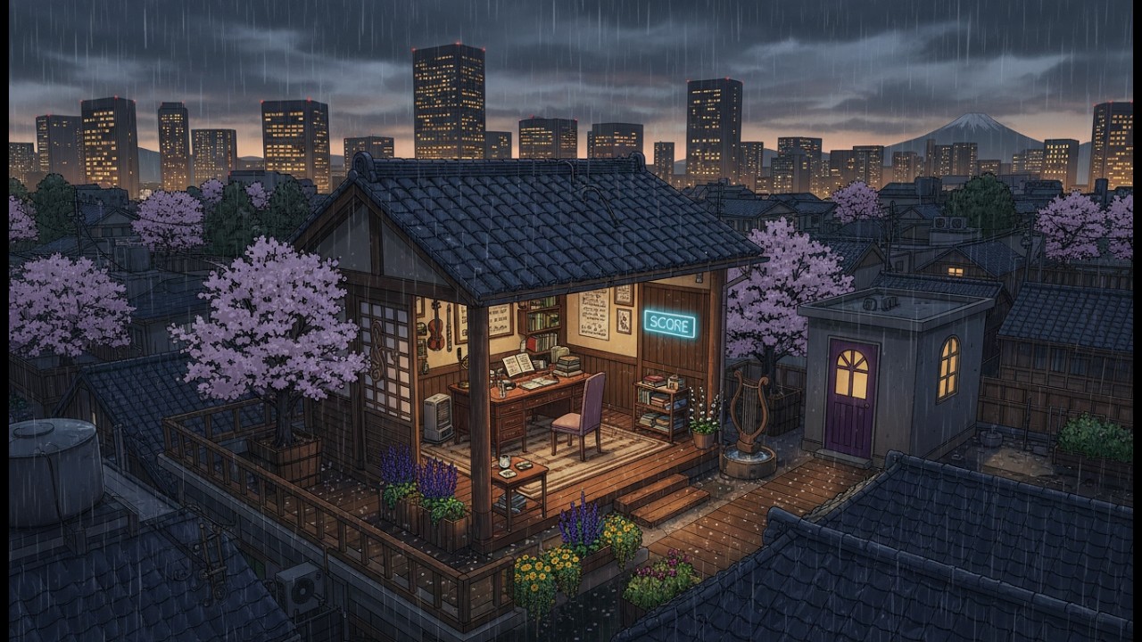 Silent Room Late Night Study Lofi 🌙 Soft Lofi Beats 🌧️🌸 Spring Rain for Productivity & Calm Flow