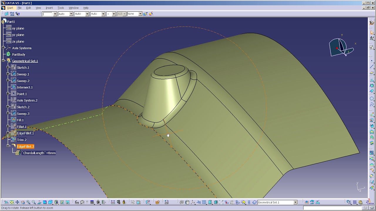 Catia V5: Chordal  Edge Fillet