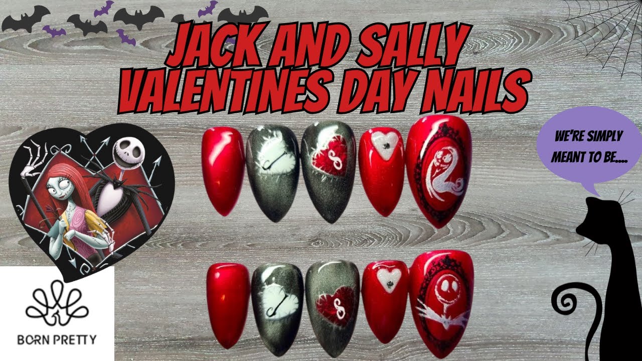 Jack Skellington and Sally Valentines Day Nail Set @bornprettyofficial