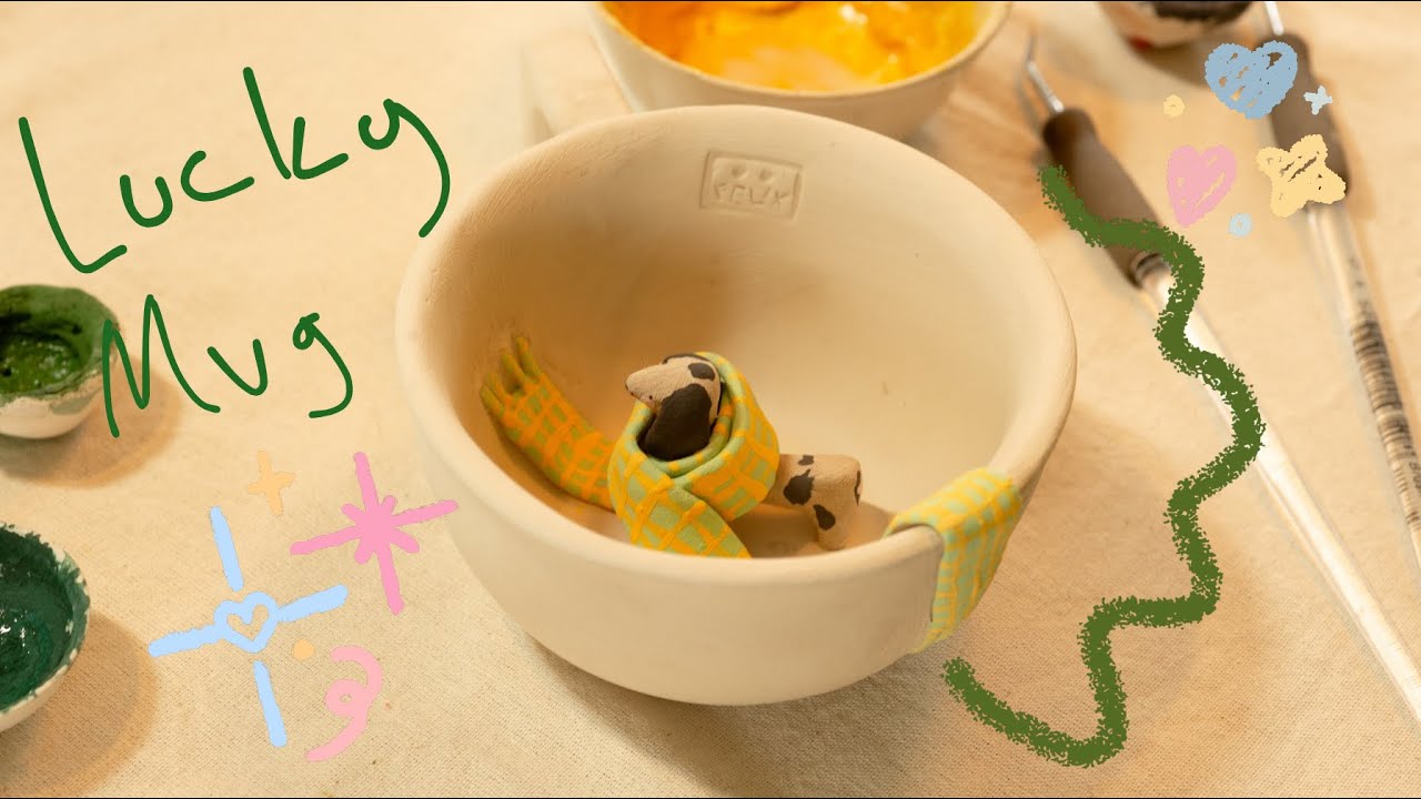 I'm Making a Cute Lucky Dog Mug  | Making Ceramics with My cats Is Very Difficult But Very Funny 🐱🧣