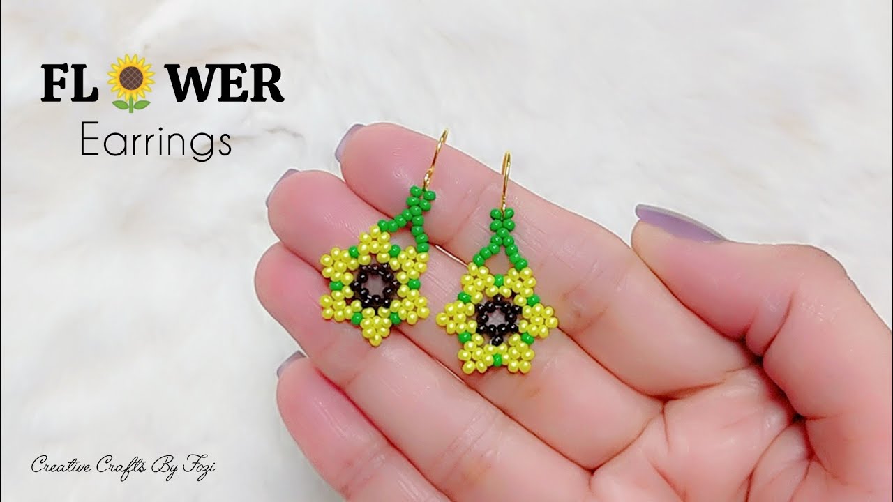 I Made the CUTEST Flower Earrings with Seed Beads! 🌻 (Step-by-Step DIY)