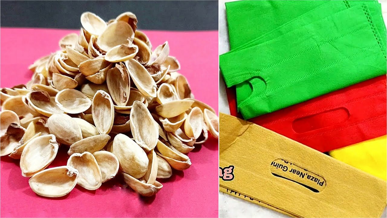 3 Superb Home Decor Ideas using waste pista shells and waste shopping bag - DIY crafts using waste