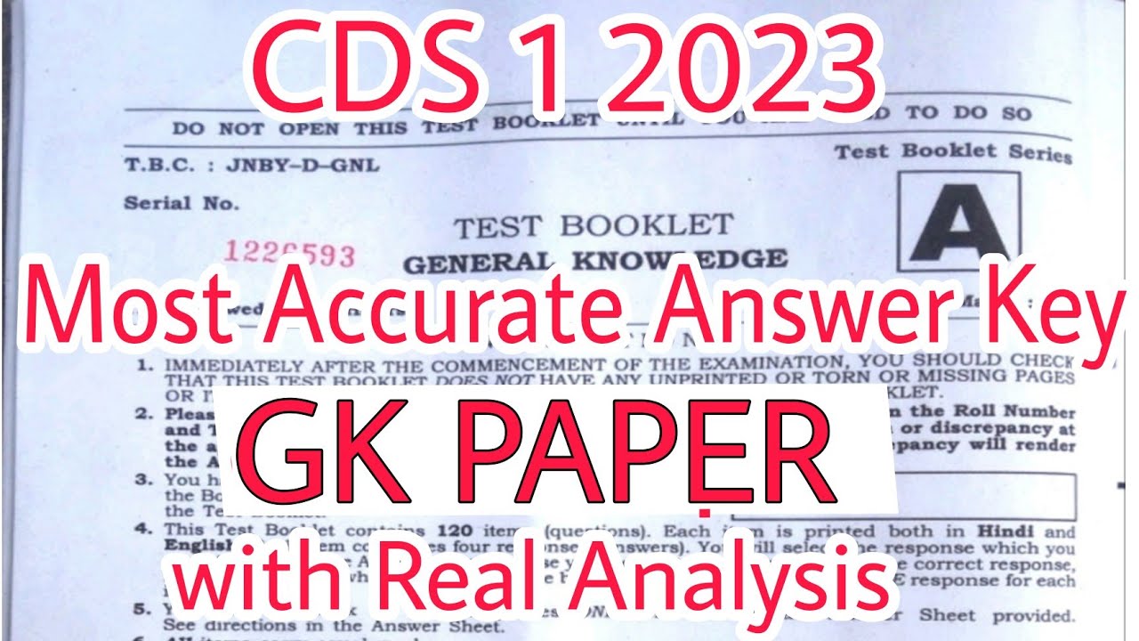 CDS 1 2023 GK ANSWER KEY WITH ANALYSIS | MOST ACCURATE