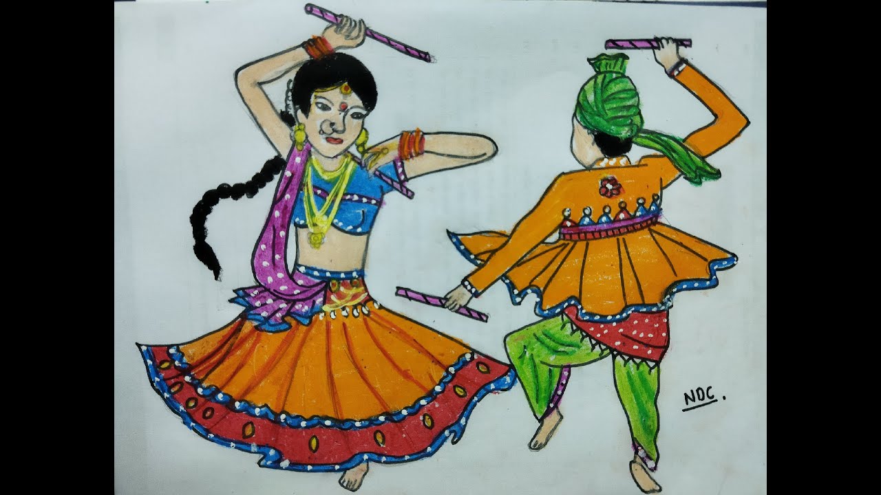 How To Draw Garba Dance | Garba Dance Drawing | Namrata Drawing Class |