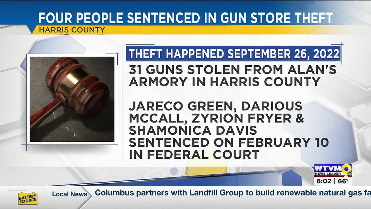 Four East Alabama residents sentenced for gun store theft in Georgia